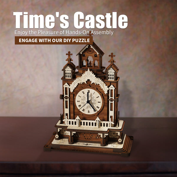 DIY Wooden Time Castle Puzzle Clock - Interactive Assembly Toy