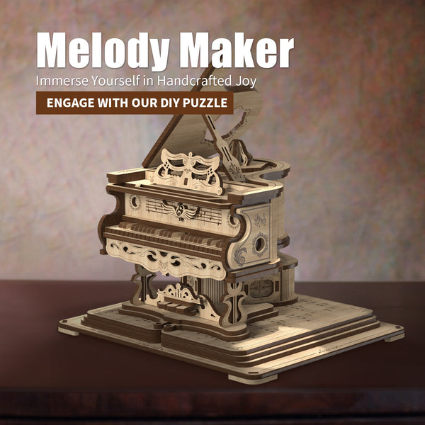 Elegant Melody DIY Puzzle - Wooden Grand Piano Toy