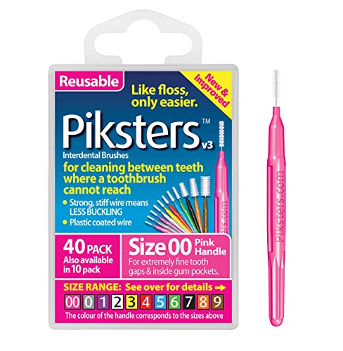 Piksters Wisdom Interdental Brushes - Size 00 (40 Pack) - Pink Dental Care Dental Care Brushes for Small Tooth Gaps, Flossing, and Teeth Cleaning
