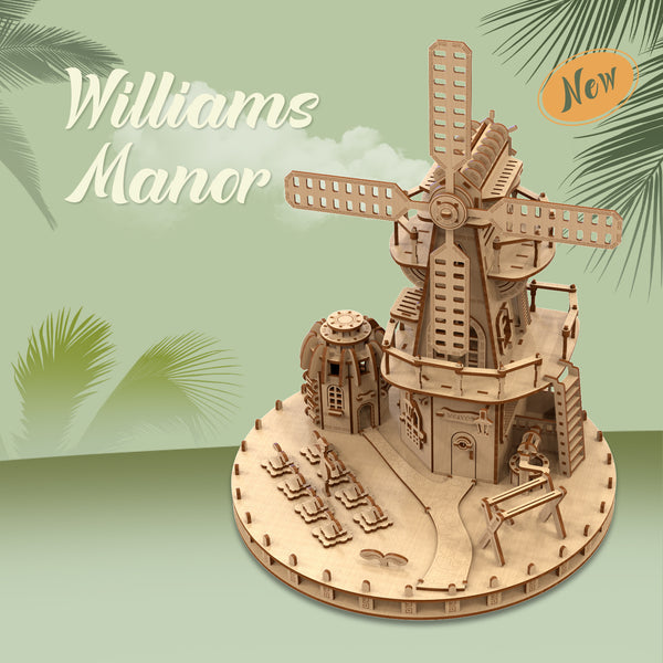 Williams Manor Wooden Windmill Puzzle Toy - Interactive 3D Craft for Kids